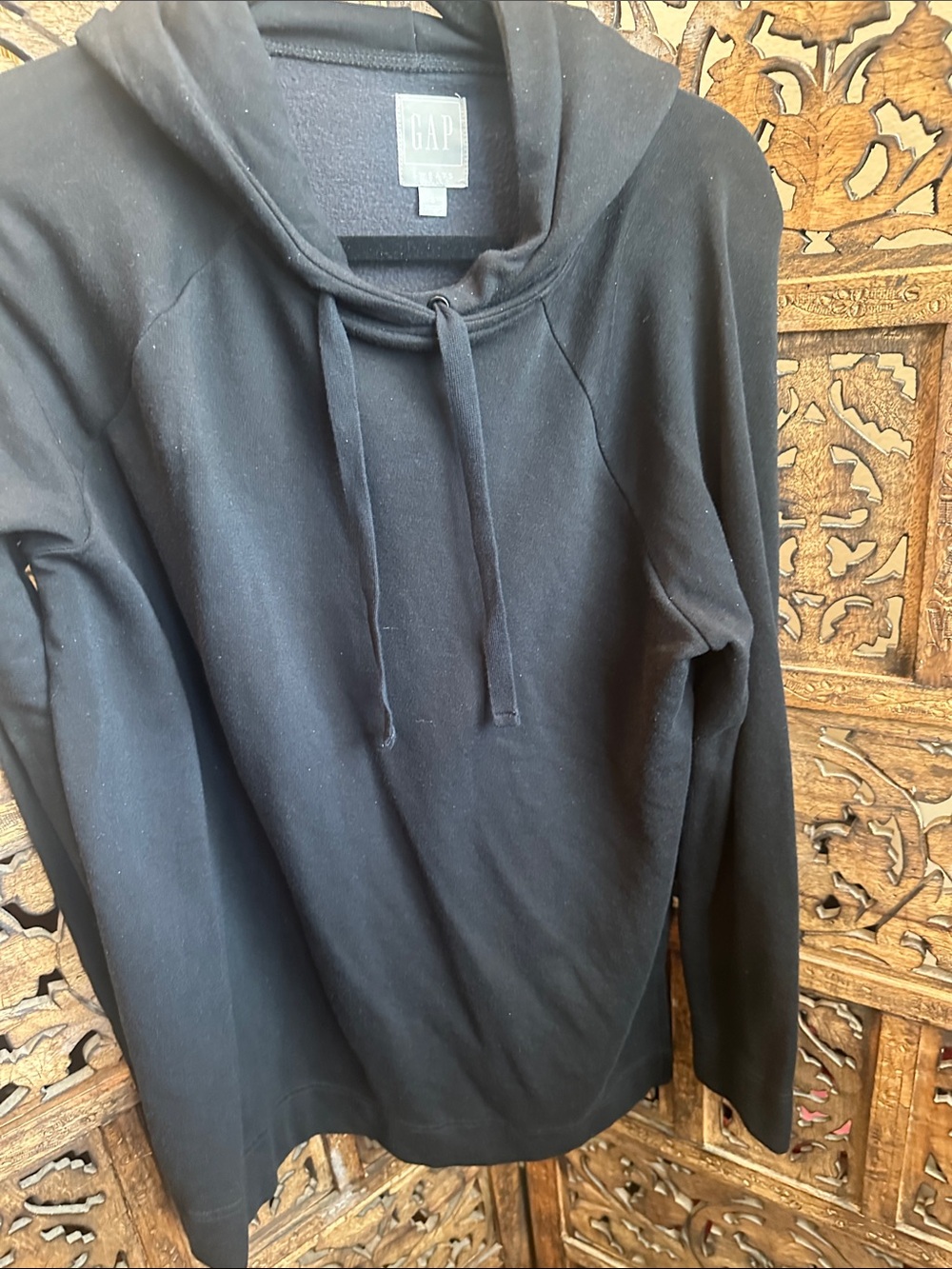 GAP Black Women's Hooded Pullover Tunic Length Sweatshirt